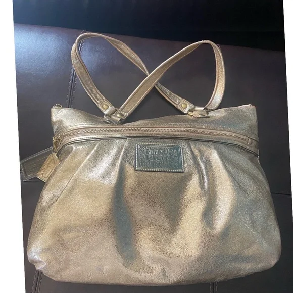 Coach Poppy Metallic Gold Leather Large Tote - Picture 2 of 5